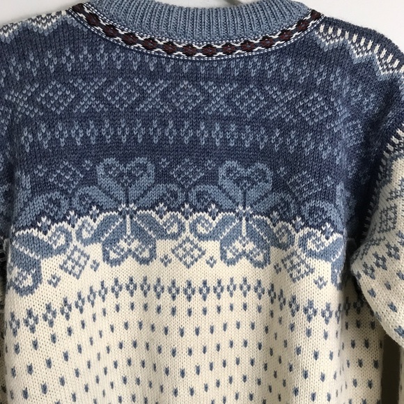 Dale Of Norway Wool Cardigan Sweater-Blue Ivory-XS - Picture 6 of 11